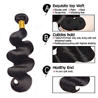 Body Wave 3 Bundles With Closure 100 Unprocessed Brazilian Body Wave Human Hair Weave With 4X4 Free Part Lace Closure Natural C