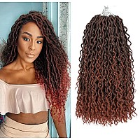 Aipin New Goddess Locs Crochet Hair 112 Strands 18 Inch River Locs Boho Hippie Locs Wavy Crochet With Curly Hair In Middle And E