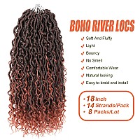 Aipin New Goddess Locs Crochet Hair 112 Strands 18 Inch River Locs Boho Hippie Locs Wavy Crochet With Curly Hair In Middle And E