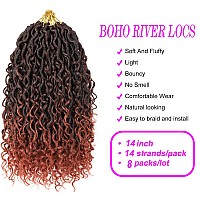 Aipin New Goddess Locs Crochet Hair 14 Inch River Locs Boho Hippie Locs Wavy Crochet With Curly Hair In Middle And Ends Braids H