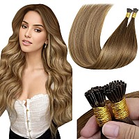 Laavoo I Tip Hair Extensions Ombre Itip Human Hair Extensions Medium Brown Mix Light Brown Fading To Golden Brown I Tips Hair Ex