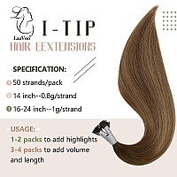 Laavoo I Tip Hair Extensions Ombre Itip Human Hair Extensions Medium Brown Mix Light Brown Fading To Golden Brown I Tips Hair Ex