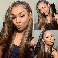 Haha Ombre Highlight Straight Bundles With Closure Brazilian Human Hair Honey Blonde Highlight Bundles With Lace Closure Balayag