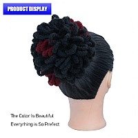 Kgbfass Curly Locs Ponytail Drawstring Buns Loc Petal Bun Dreadlock Ponytail 2 Pcs Braided Faux Locs Buns Clip In On Braids Pony