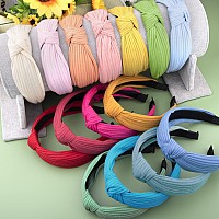 Siquk 15 Pieces Top Cross Knot Headbands Wide Cloth Headbands For Women