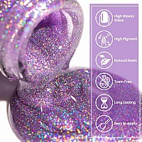 Supwee Rainbow Cat Eye Nail Gel Polish Set Sparkle Holographic 9D Cat Eye Gel Polish Laser Glitter Cat Eye Nail Polish Gel Magne