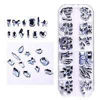 Belicey Nail Art Rhinestones Light Blue Flatback Round Rhinestones Charms Nail Gem Stones With K9 Bling Glass Crystals Diamonds