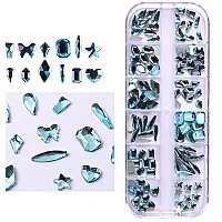 Belicey Nail Art Rhinestones Lake Blue Flatback Round Rhinestones Charms Nail Gem Stones With K9 Bling Glass Crystals Diamonds J