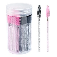 G2Plus 100Pcs Eyelash Brush Ajustable Disposable Mascara Wands Crystal Lash Spoolie Eyebrow Spoolie Brush With Container For