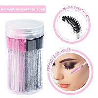 G2Plus 100Pcs Eyelash Brush Ajustable Disposable Mascara Wands Crystal Lash Spoolie Eyebrow Spoolie Brush With Container For