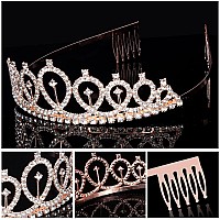 CIEHER Birthday Crowns for Women Black Birthday Sash & Rose Gold Crown Set Birthday Crown and Sash for Women Birthday Decorations Rose Gold Birthday Queen Crown Birthday Sashes and Tiaras Birthday Tiara Crystal Crown Birthday Gifts for Women