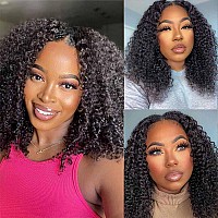 Domiso V Part Wig Human Hair Glueless Upgrade U Part Human Hair Wig 180 Density Kinky Curly Wigs For Women No Leave Out No Glue