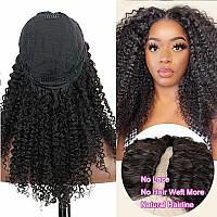 Domiso V Part Wig Human Hair Glueless Upgrade U Part Human Hair Wig 180 Density Kinky Curly Wigs For Women No Leave Out No Glue