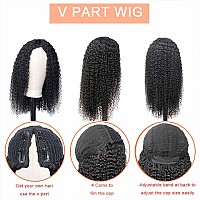 Domiso V Part Wig Human Hair Glueless Upgrade U Part Human Hair Wig 180 Density Kinky Curly Wigs For Women No Leave Out No Glue