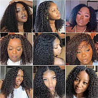 Domiso V Part Wig Human Hair Glueless Upgrade U Part Human Hair Wig 180 Density Kinky Curly Wigs For Women No Leave Out No Glue