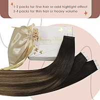 Sunny Hair Ombre Tape In Hair Extensions Black Hair Extensions Tape In 22Inch Invisible Tape In Hair Extensions Human Hair Ombre