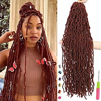 7 Packs Faux Locs Crochet Hair 36 Inch New Soft Locs Crochet Hair For Black Women Pre-looped Long Goddess Locs Crochet Braids Curly Wavy Braiding Hair Extension (350#)