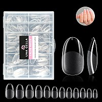 Una Gella Almond Oval Fake Nails Preshape 504Pcs Oval Gel Nail Tips Round Oval Almond Press On Nails For Full Cover Acrylic Rou