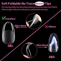 Una Gella Almond Oval Fake Nails Preshape 504Pcs Oval Gel Nail Tips Round Oval Almond Press On Nails For Full Cover Acrylic Rou