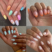 Una Gella Oval Almond Fake Nails Preshape 216Pcs Round Almond Tips Press On Nails For Full Cover Acrylic Round Oval Full Nails