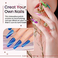 Supwee Neon Cat Eye Gel Polish Set With Magnetic Sparkle Glitter Cateye Nail Polish Gel Holographic Magnetic Gel Polish Long La