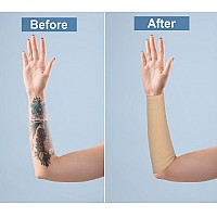 2 Pairs Full Forearm Tattoo Cover Up Compression Sleeves Band Concealer Support Uv Arm Sleeves For Women Men Nude71 X 39 Inc