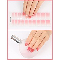 Kalolary Pink Gel Nail Polish Strips Gradient Nail Gel Art Sticker Waterproof Full Nail Wraps Decal Kits For Diy Summer Nail Ar