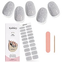 Kalolary Silver Gel Nail Polish Strips Glitter Nail Gel Art Sticker Waterproof Full Nail Wraps Decal Kits For Diy Summer Nail A