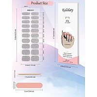 Kalolary Silver Gel Nail Polish Strips Glitter Nail Gel Art Sticker Waterproof Full Nail Wraps Decal Kits For Diy Summer Nail A