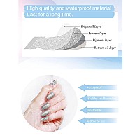 Kalolary Silver Gel Nail Polish Strips Glitter Nail Gel Art Sticker Waterproof Full Nail Wraps Decal Kits For Diy Summer Nail A