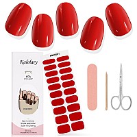 Kalolary Red Gel Nail Polish Strips Nail Art Sticker Waterproof Full Nail Wraps Decal Kits For Women Includes Scissors Cuticle