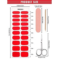 Kalolary Red Gel Nail Polish Strips Nail Art Sticker Waterproof Full Nail Wraps Decal Kits For Women Includes Scissors Cuticle