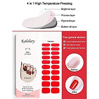 Kalolary Red Gel Nail Polish Strips Nail Art Sticker Waterproof Full Nail Wraps Decal Kits For Women Includes Scissors Cuticle