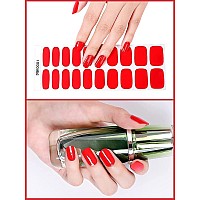 Kalolary Red Gel Nail Polish Strips Nail Art Sticker Waterproof Full Nail Wraps Decal Kits For Women Includes Scissors Cuticle