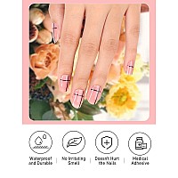 Kalolary Pink Gel Nail Polish Strips Line Nail Gel Art Sticker Waterproof Full Nail Wraps Decal Kits For Valentines Day Inclu