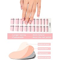 Kalolary Pink Gel Nail Polish Strips Line Nail Gel Art Sticker Waterproof Full Nail Wraps Decal Kits For Valentines Day Inclu