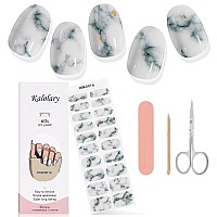 Kalolary Gel Nail Polish Strips Marble Nail Gel Art Sticker Waterproof Full Nail Wraps Decal Kits For Women Includes Scissors