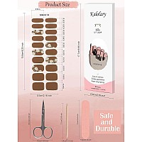 Kalolary Gel Nail Polish Strips Brown Nail Gel Art Sticker Waterproof Full Nail Wraps Decal Kits For Women Includes Scissors