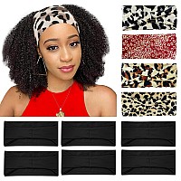 RITOPER Boho Black Wide Headbands for Women, 10 Pack Yoga Workout Head Bands Hair Bands for Women's Hair, Leopard Printed African Headbands for Wigs Head Wrap Hair Wrap