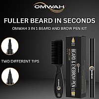 Omwah Beard And Eyebrow Pencil Filler For Man Water Proof Beard Pen Beard Brush Long Lasting Natural Finish Dark Brown