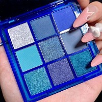 Go Ho 9 Style Blue Grey White Powder Makeup Eyeshadow Palettematte Pearl Shimmer Design Waterproof Cool Blue Eye Eyeshadow Pa