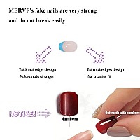 Mervf Oval Press On Nails Short Press On Fake Nails Blue French Tip Round Acrylic Nails Classic Glue On Nails Glossy 24Pcs False