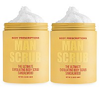 Body Prescriptions Body Scrub For Men2 Pack Ultimate Exfoliating Scrub Infused With Sandalwood Mens Body Wash In Jar With Twis