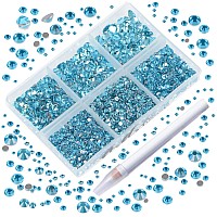 Ad Beads 4300 Pieces Flat Back Nail Art Rhinestones Round Beads 6 Sizes 265Mm With Storage Organizer Box Rhinestones Picking