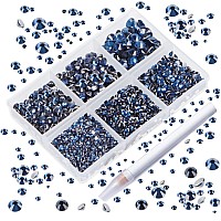 Ad Beads 4300 Pieces Flat Back Nail Art Rhinestones Round Beads 6 Sizes 265Mm With Storage Organizer Boxrhinestones Picking