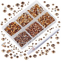 Ad Beads 4300 Pieces Flat Back Nail Art Rhinestones Round Beads 6 Sizes 265Mm With Storage Organizer Boxrhinestones Picking