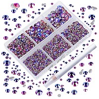 Ad Beads 4300 Pieces Flat Back Nail Art Rhinestones Round Beads 6 Sizes 265Mm With Storage Organizer Boxrhinestones Picking