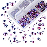 Ad Beads 4300 Pieces Flat Back Nail Art Rhinestones Round Beads 6 Sizes 265Mm With Storage Organizer Boxrhinestones Picking