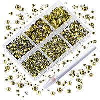 Ad Beads 4300 Pieces Flat Back Nail Art Rhinestones Round Beads 6 Sizes 265Mm With Storage Organizer Box Rhinestones Picking