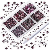 Ad Beads 4300 Pieces Flat Back Nail Art Rhinestones Round Beads 6 Sizes 265Mm With Storage Organizer Box Rhinestones Picking